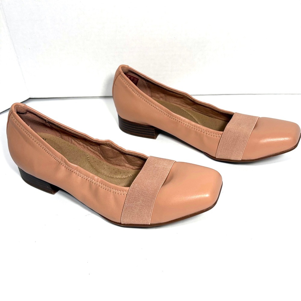Clarks Tilmont Slip ballet flat Women Peach Leather Square Toe Size 8